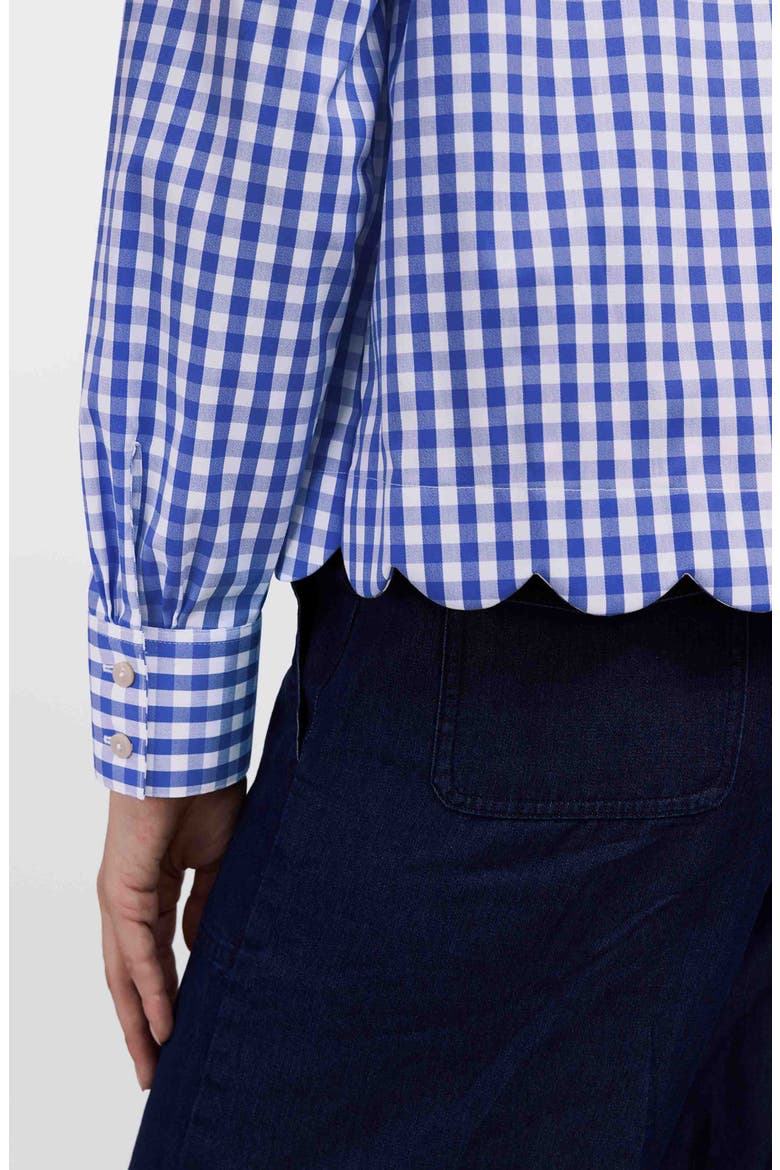Scarlett Gingham Scallop Hem Button-Up Shirt, Alternate, color, BLUE/ WHITE