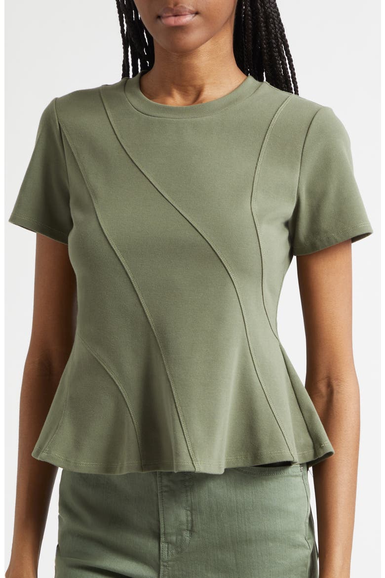 Syverin Stretch Cotton Peplum T-Shirt, Alternate, color, STONE ARMY