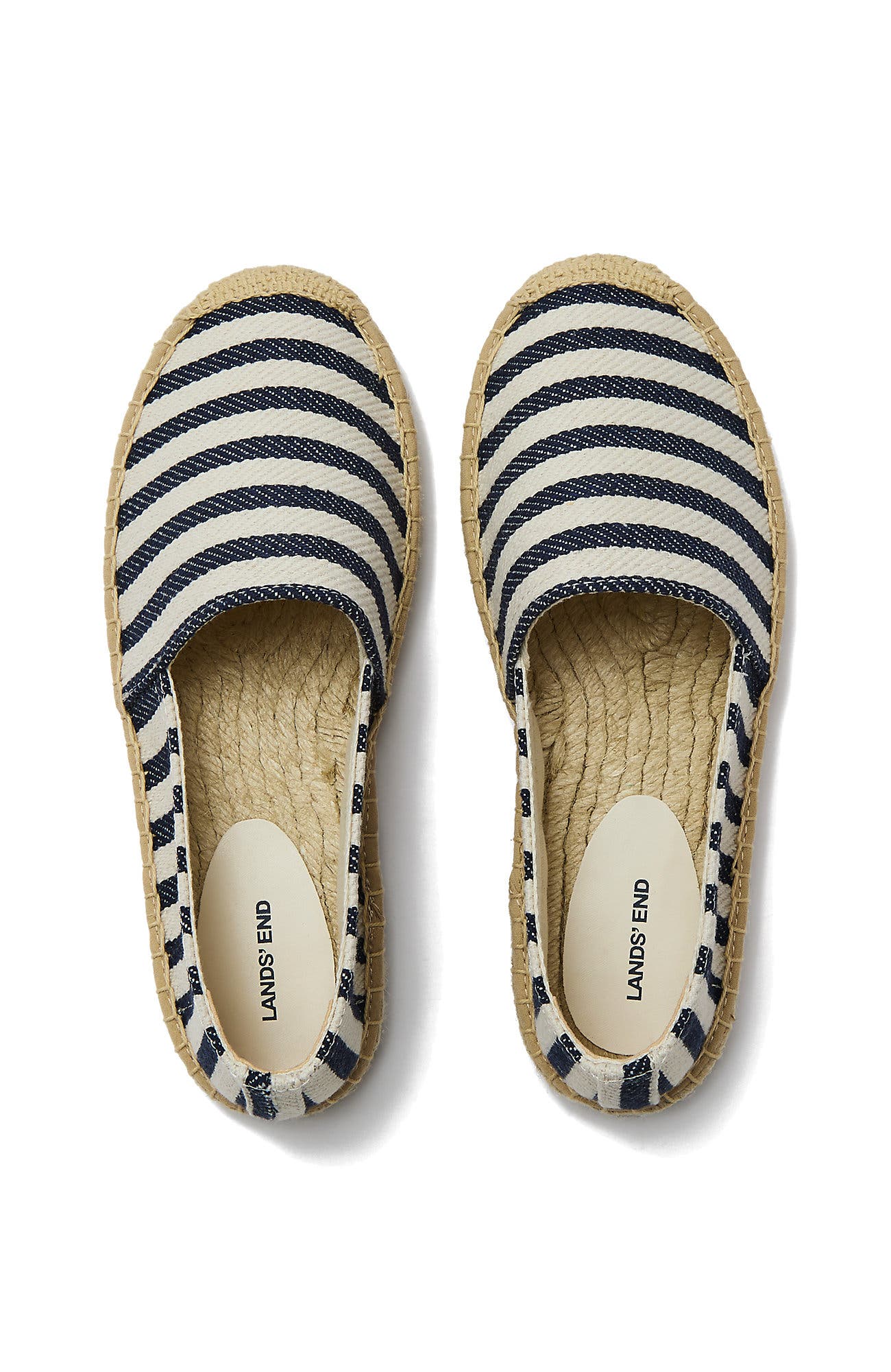 Lands' End Classic Espadrille Flats, Alternate, color, Deep Sea Navy Stripe