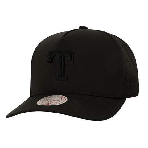Men's Mitchell & Ness  Black Texas Rangers Perfect Icon Pro Pinch Snapback Hat