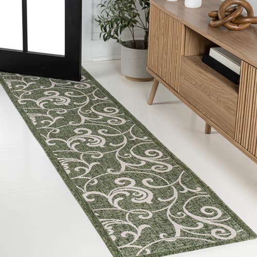 Jonathan Y Maribel Traditional Classic All-over Scroll Indoor/outdoor Area Rug In Green/cream