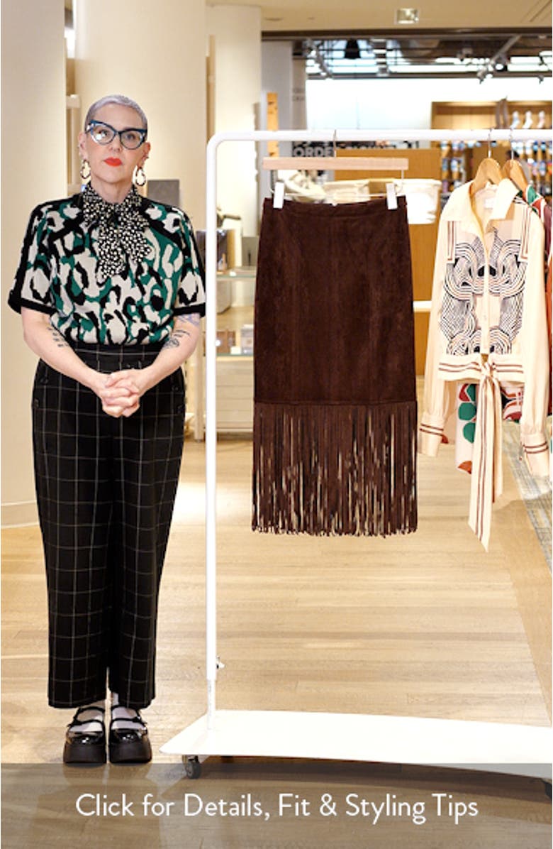 Harbor Fringe Faux Suede Midi Skirt, sales video thumbnail