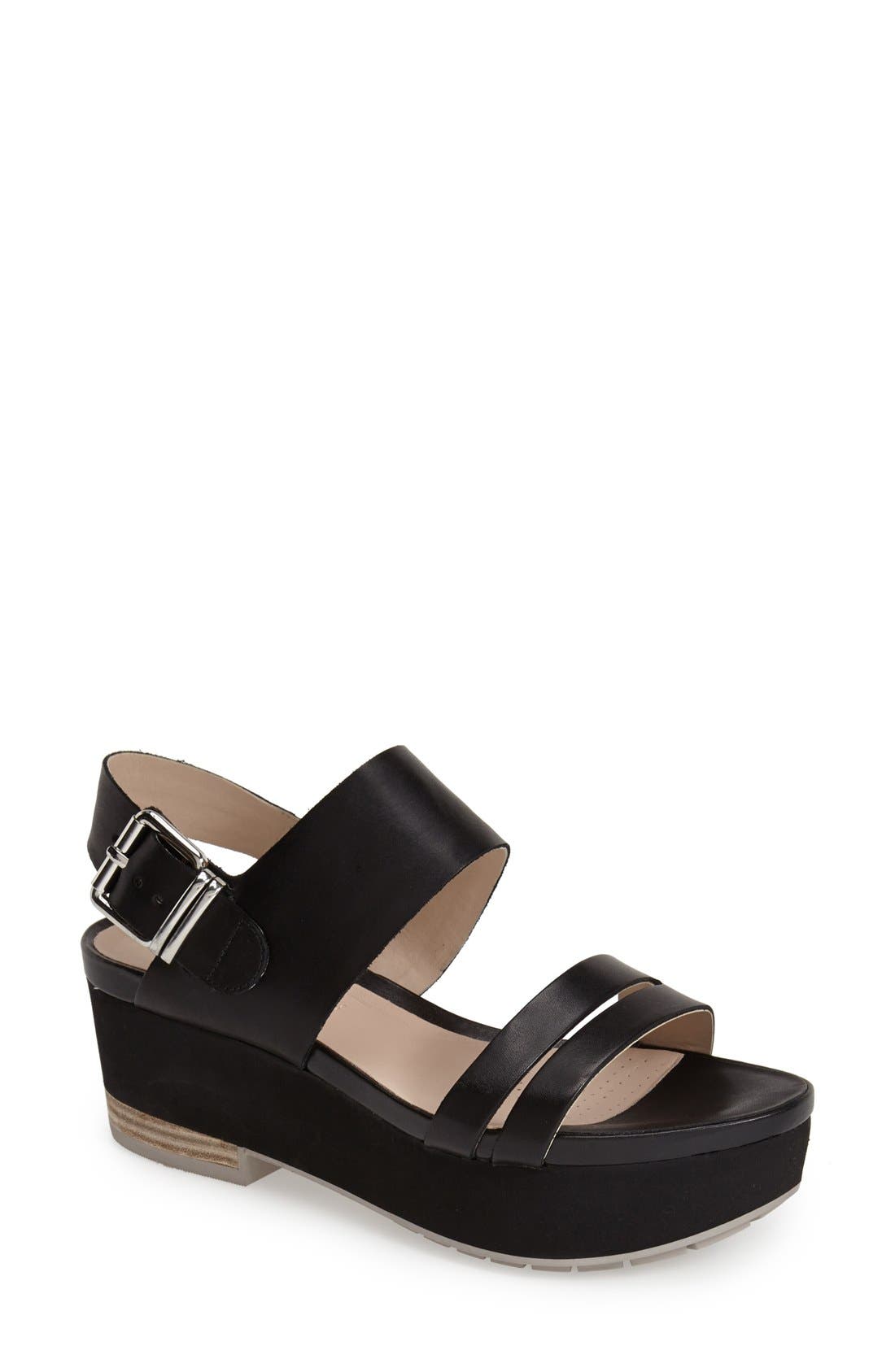 'Perez' Platform Sandal, Main, color, BLACK LEATHER