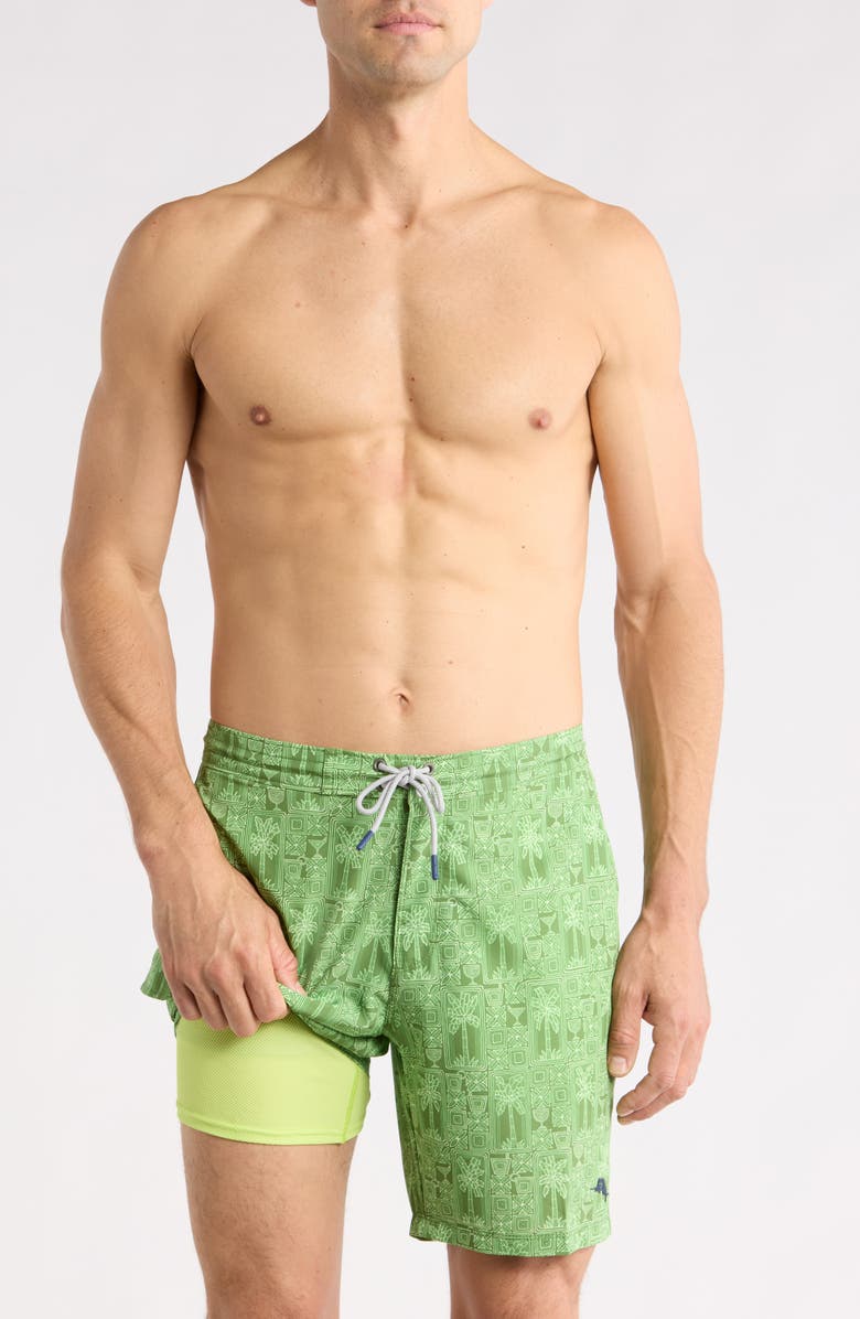 Tommy Bahama Baja Palm Tini 8-Inch UPF 30+ Swim Trunks, Alternate, color, Elm