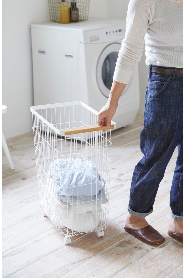 Slim Rolling Laundry Hamper, Alternate, color, WHITE