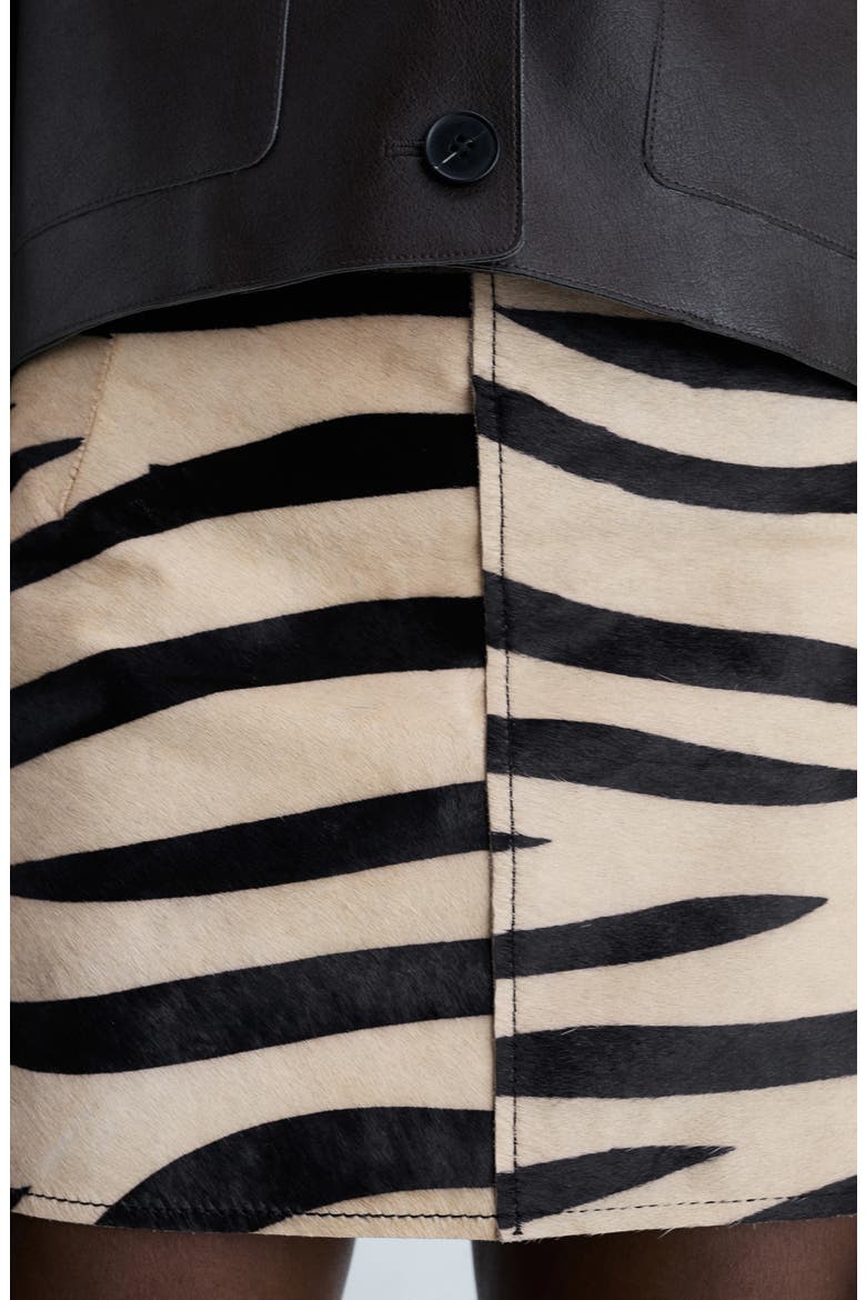 Zebra Print Genuine Calf Hair Skirt, Alternate, color, BLACK