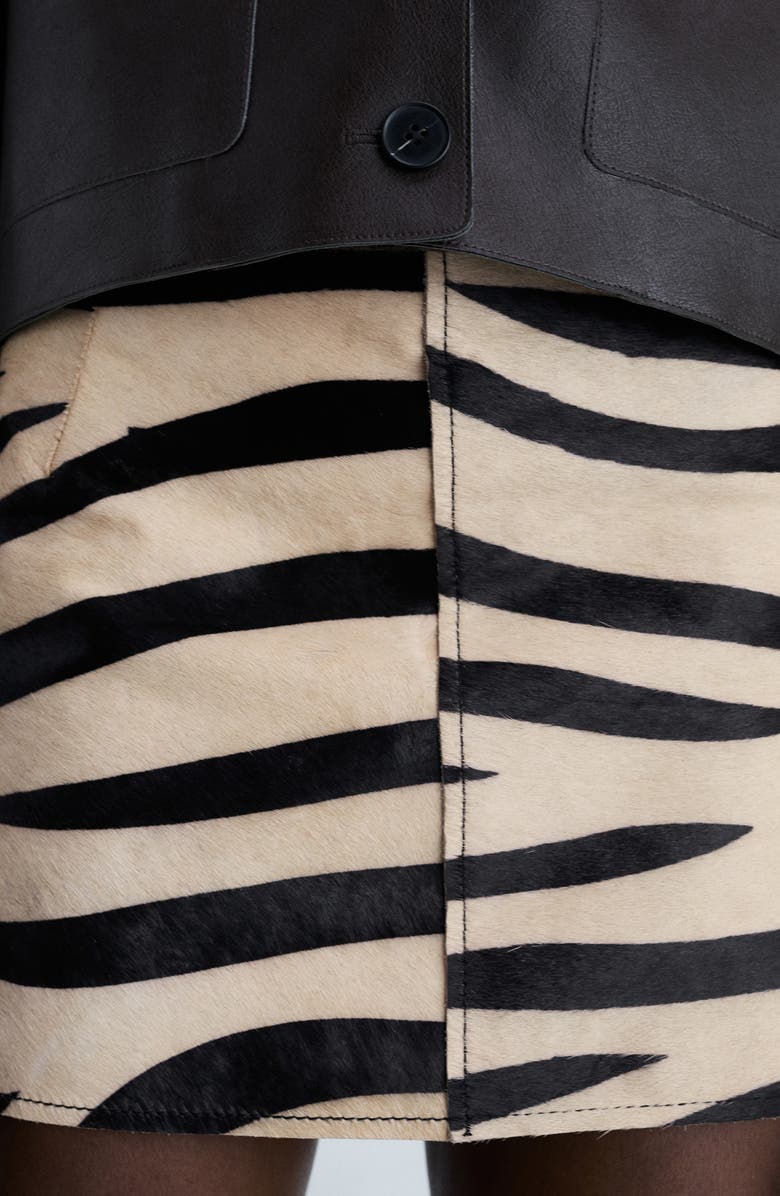 MANGO Zebra Print Genuine Calf Hair Skirt, Alternate, color, 