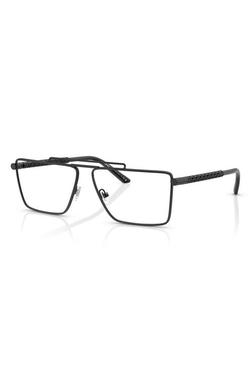 Versace 57mm Rectangular Optical Glasses In Matte Black