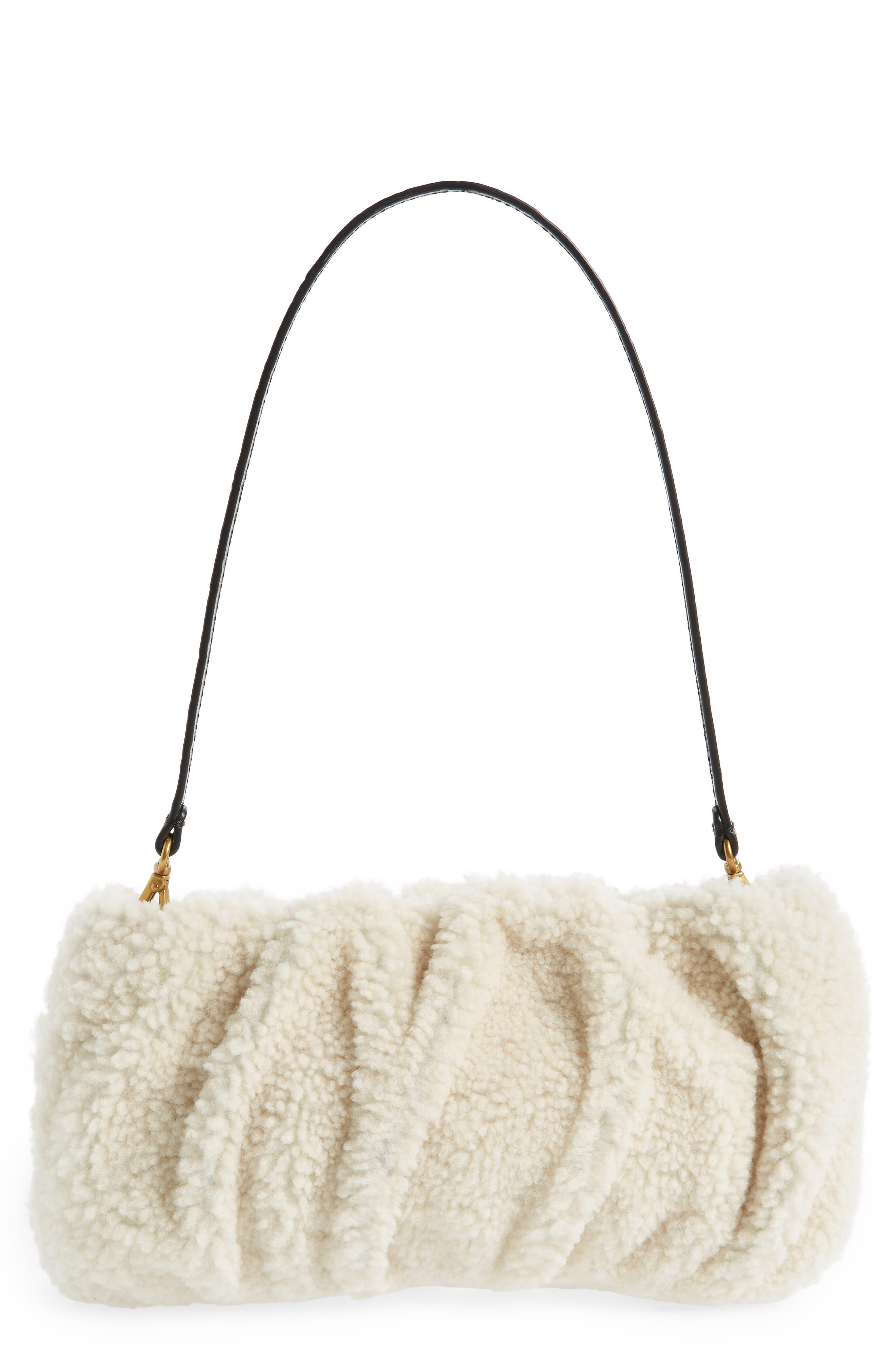 STAUD Bean Genuine Shearling Clutch, Main, color, 
