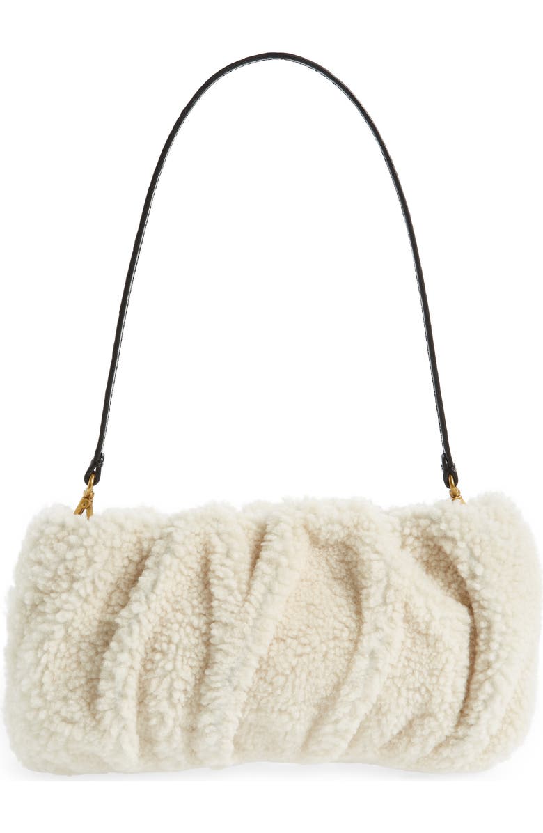 STAUD Bean Genuine Shearling Clutch, Main, color,