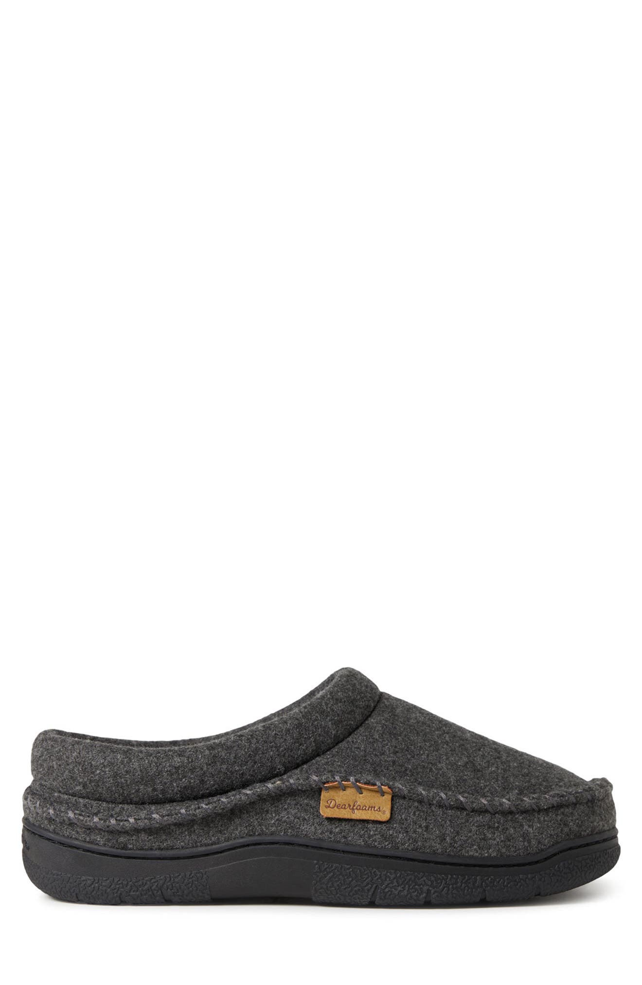DEARFOAMS Thompson Whipstitch Trim Slipper, Alternate, color, Dark Heather Grey
