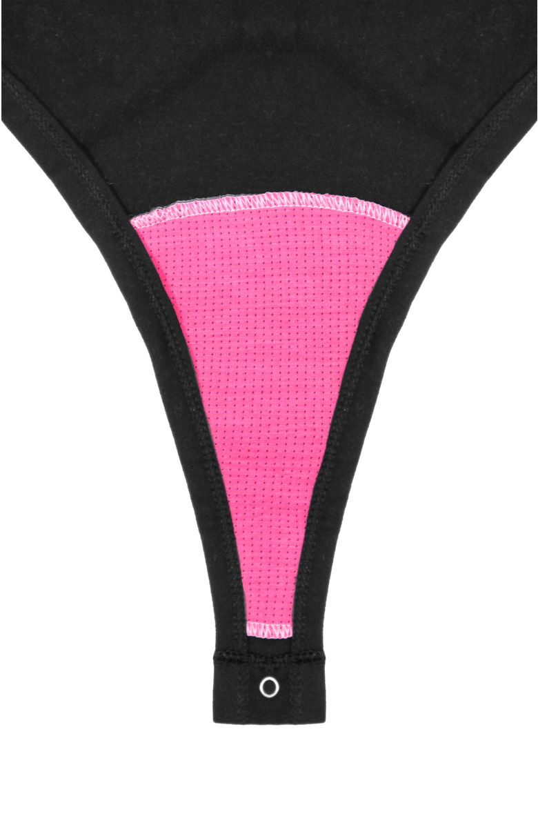 Cheeky Cherry Leakproof Long Sleeve Thong Bodysuit Liner, Alternate, color, Onyx