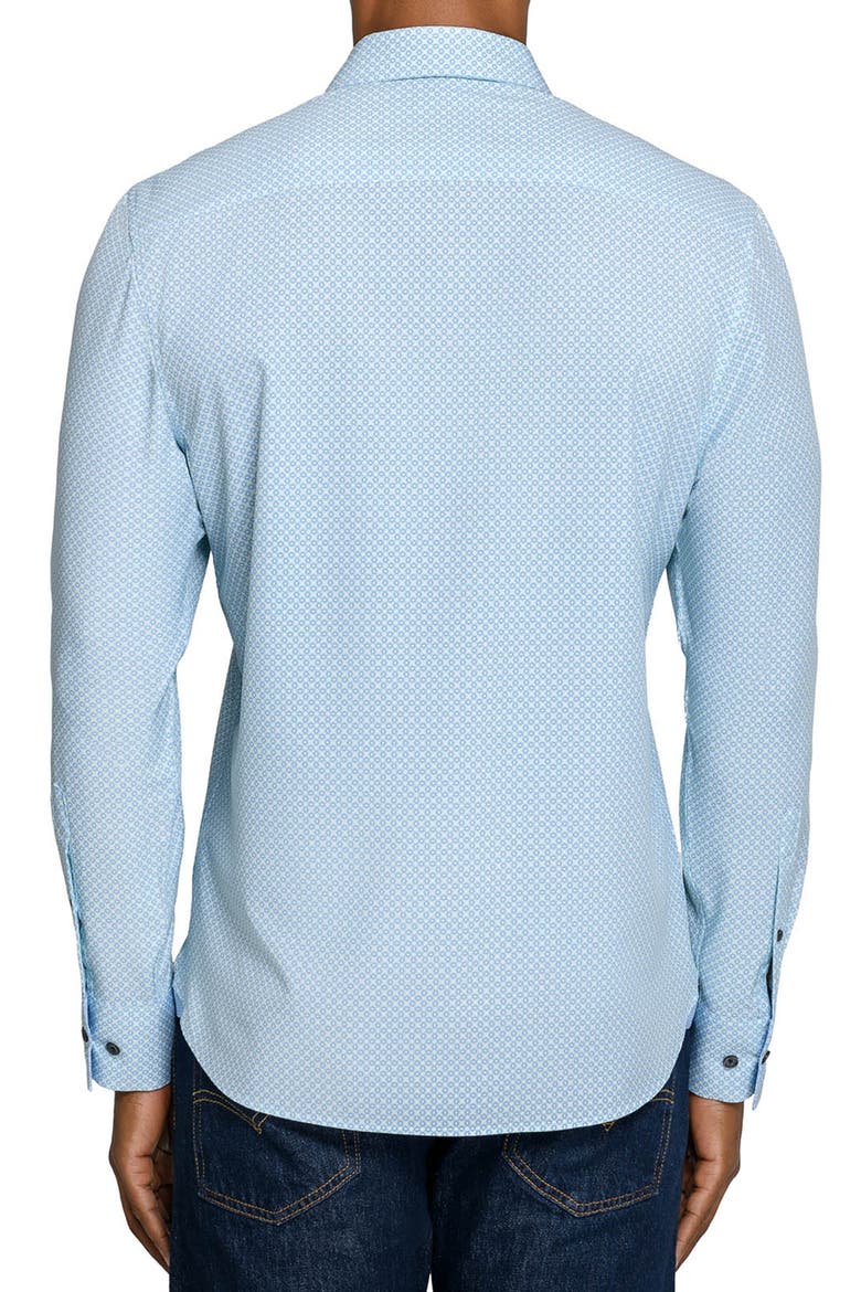 Slim Fit Diamond Geo Woven Long Sleeve Basic Shirt, Alternate, color, WHITE/GREEN