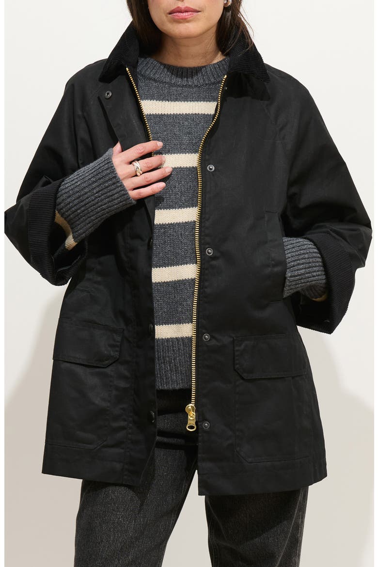 Madison Waxed Cotton Jacket, Main, color, BLACK