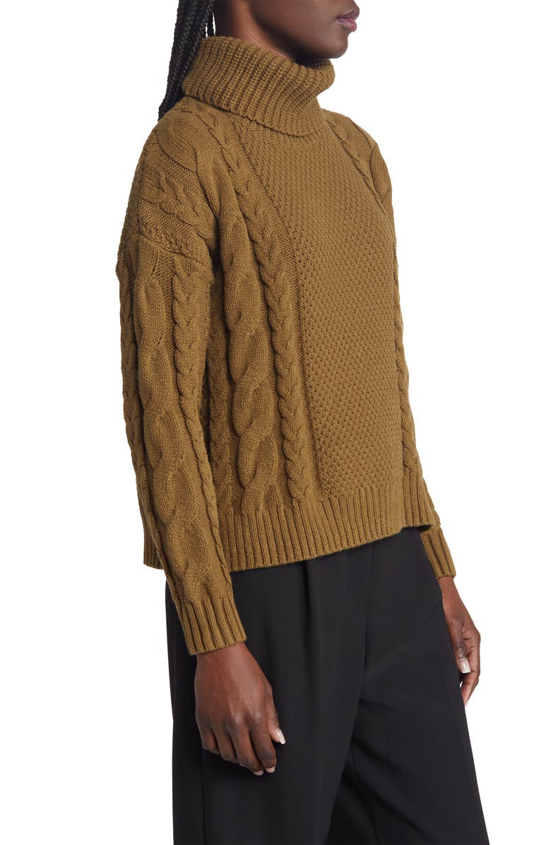 Madewell Crockett Cable Turtleneck Sweater, Alternate, color,