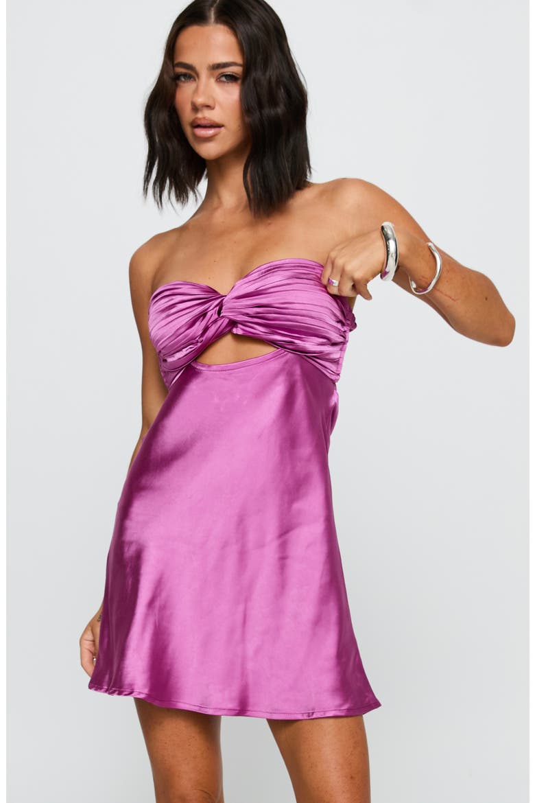 Faviola Strapless Satin Minidress, Alternate, color, PURPLE