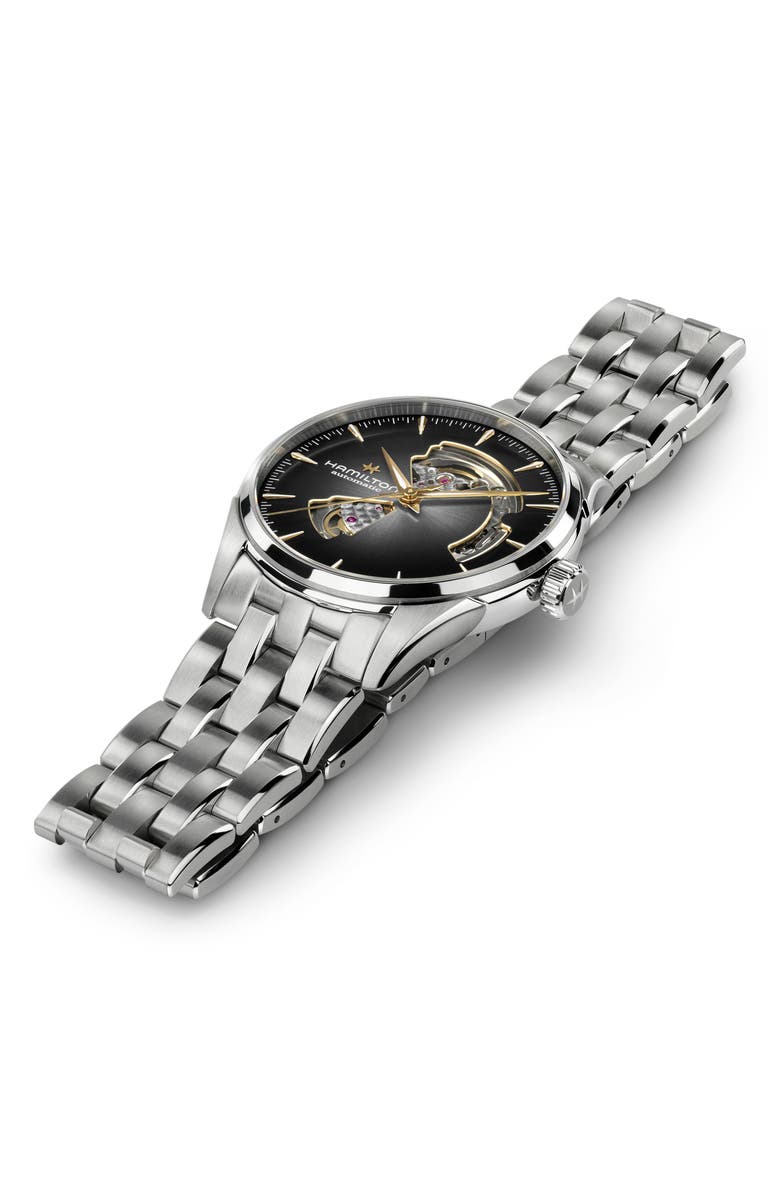 Hamilton Jazzmaster Open Heart Bracelet Watch, 42mm, Alternate, color, Black