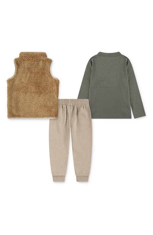 Nike Kids' Future Utility Faux Shearling Vest, Logo T-shirt & Fleece Joggers Set In Multi