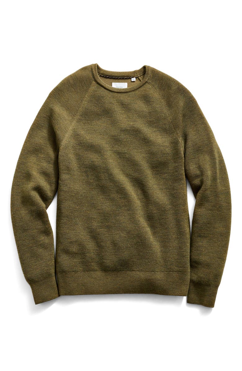 Billy Reid Bishop Rib Wool & Cotton Sweater, Main, color, Dark Olive
