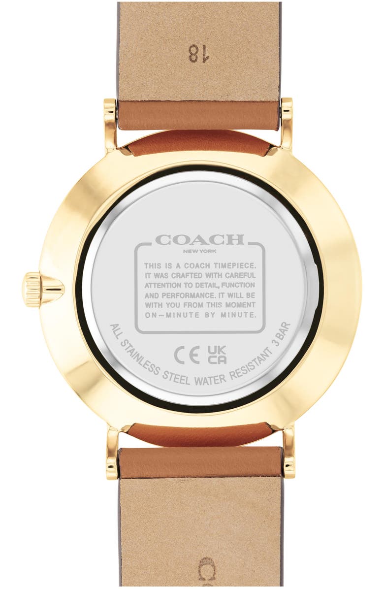 COACH Perry Leather Strap Watch, 36mm, Alternate, color, Silver
