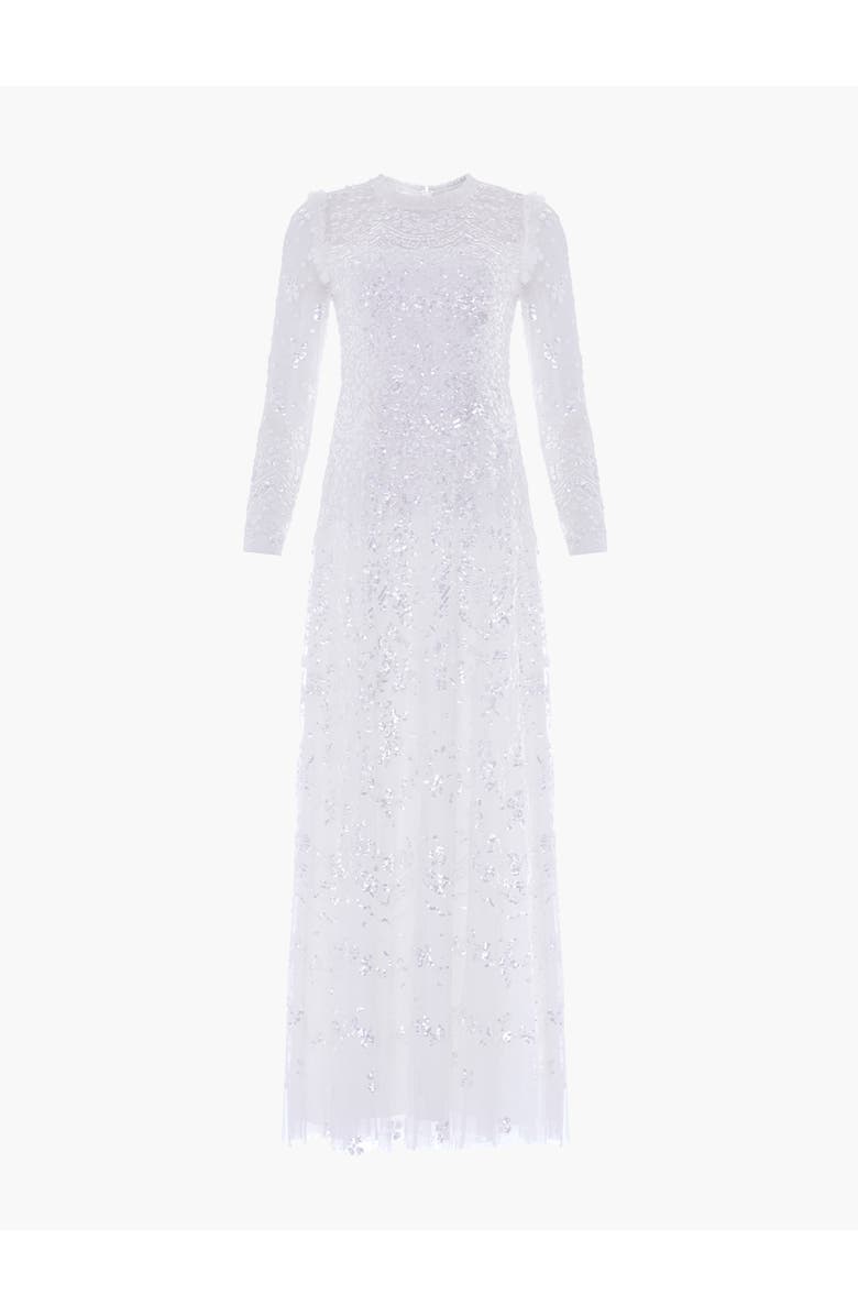 Needle & Thread Freya Long Sleeve Gown, Alternate, color, Swan White