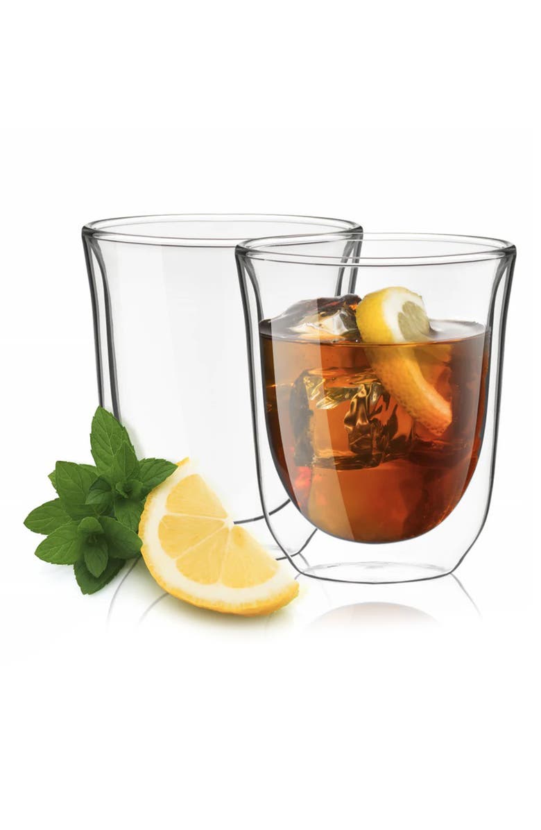 JoyJolt Levitea Set of 2 Double Wall Drink Glasses, Alternate, color, Clear