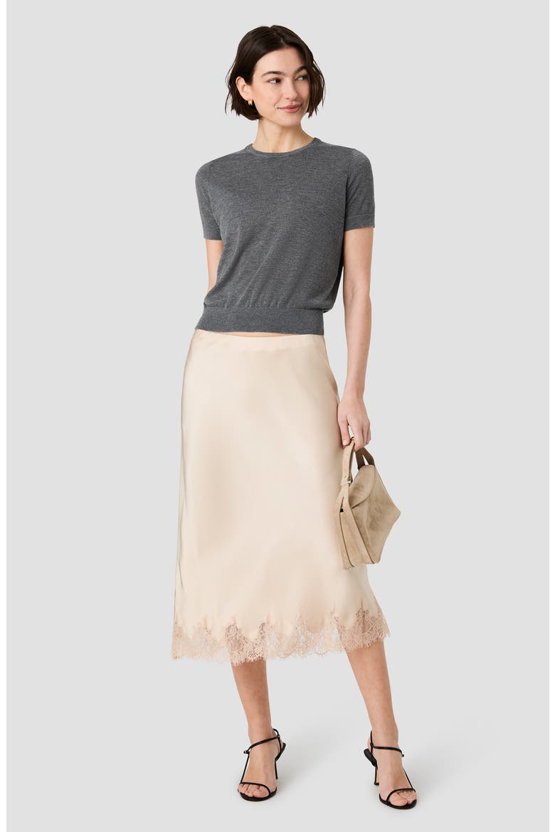 Ennis Satin Lace Midi Skirt, Alternate, color, CHAMPAGNE