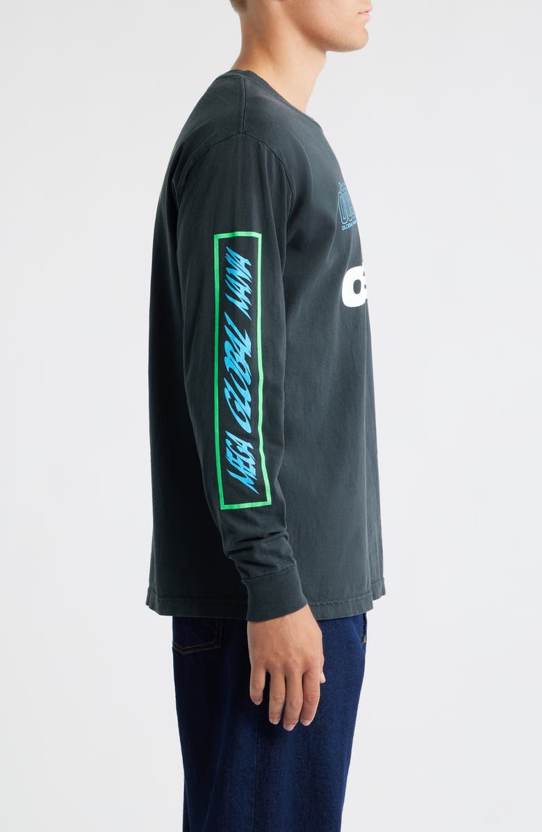 Obey Mega Global Mania Graphic Long Sleeve T-Shirt, Alternate, color, Pigment True Vintage Black