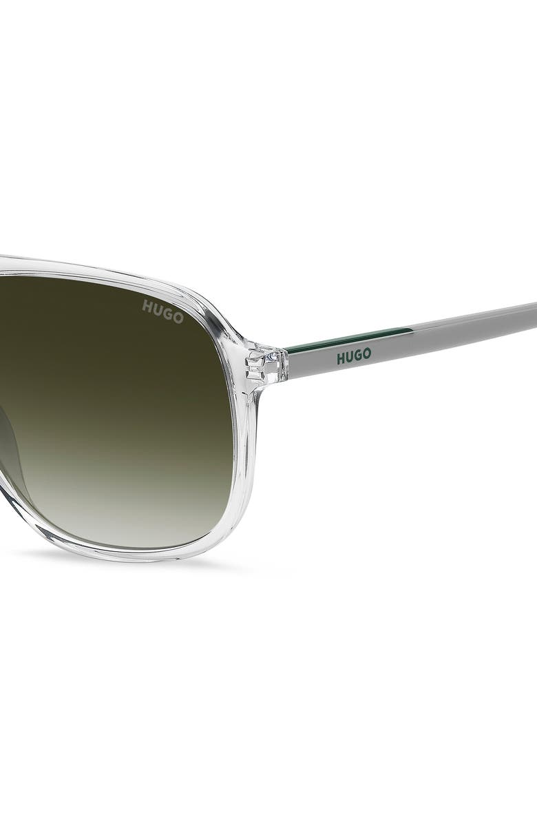 HUGO 58mm Square Sunglasses, Alternate, color, Crystal Green/ Green Shaded