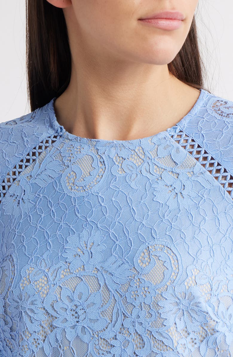 Vince Camuto Floral Lace Long Sleeve Shift Dress, Alternate, color, 