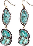 EYE CANDY LOS ANGELES Stormy Sea Nugget Turquoise & Pave Hematite Two Tier Drop Earrings