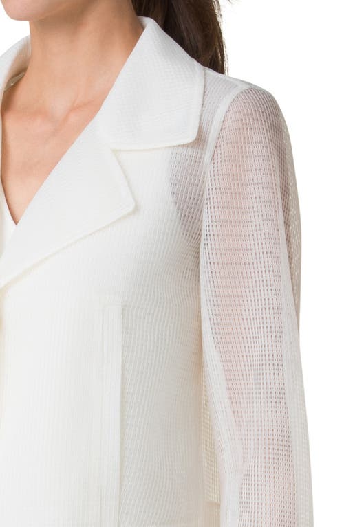 Shop Akris Alice Techno Grid Double Layer Crop Jacket In Pure White