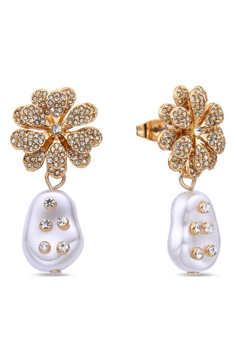Oceane CZ & Imitation Pearl Drop Earrings