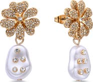 EYE CANDY LOS ANGELES Oceane CZ & Imitation Pearl Drop Earrings