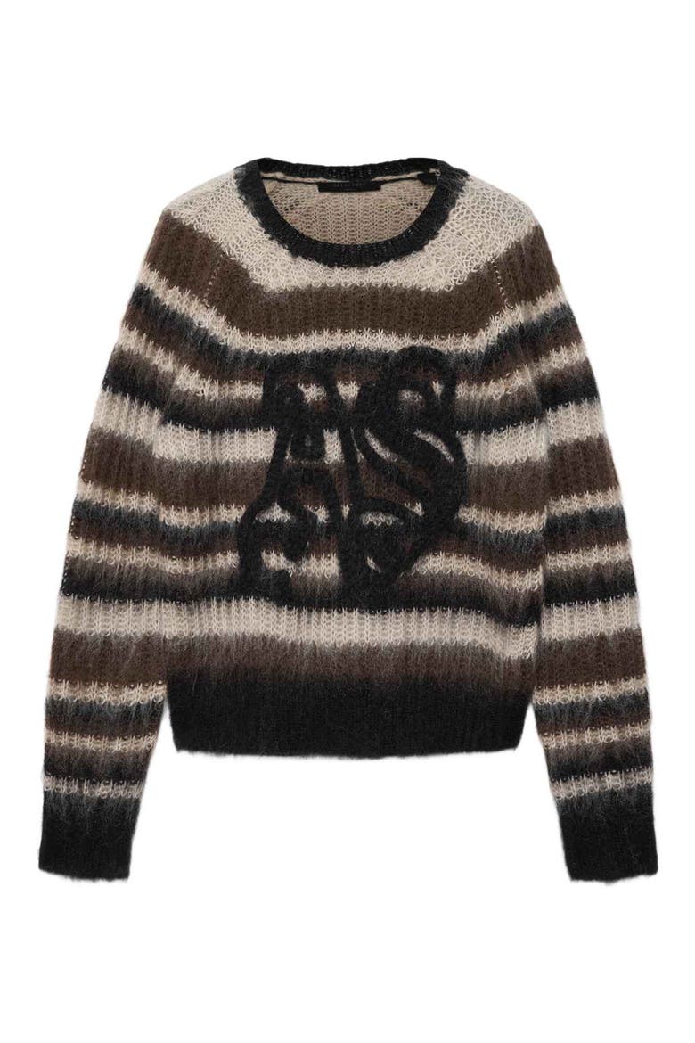 Rega AS Logo Striped Sweater, Alternate, color, FAWN BROWN
