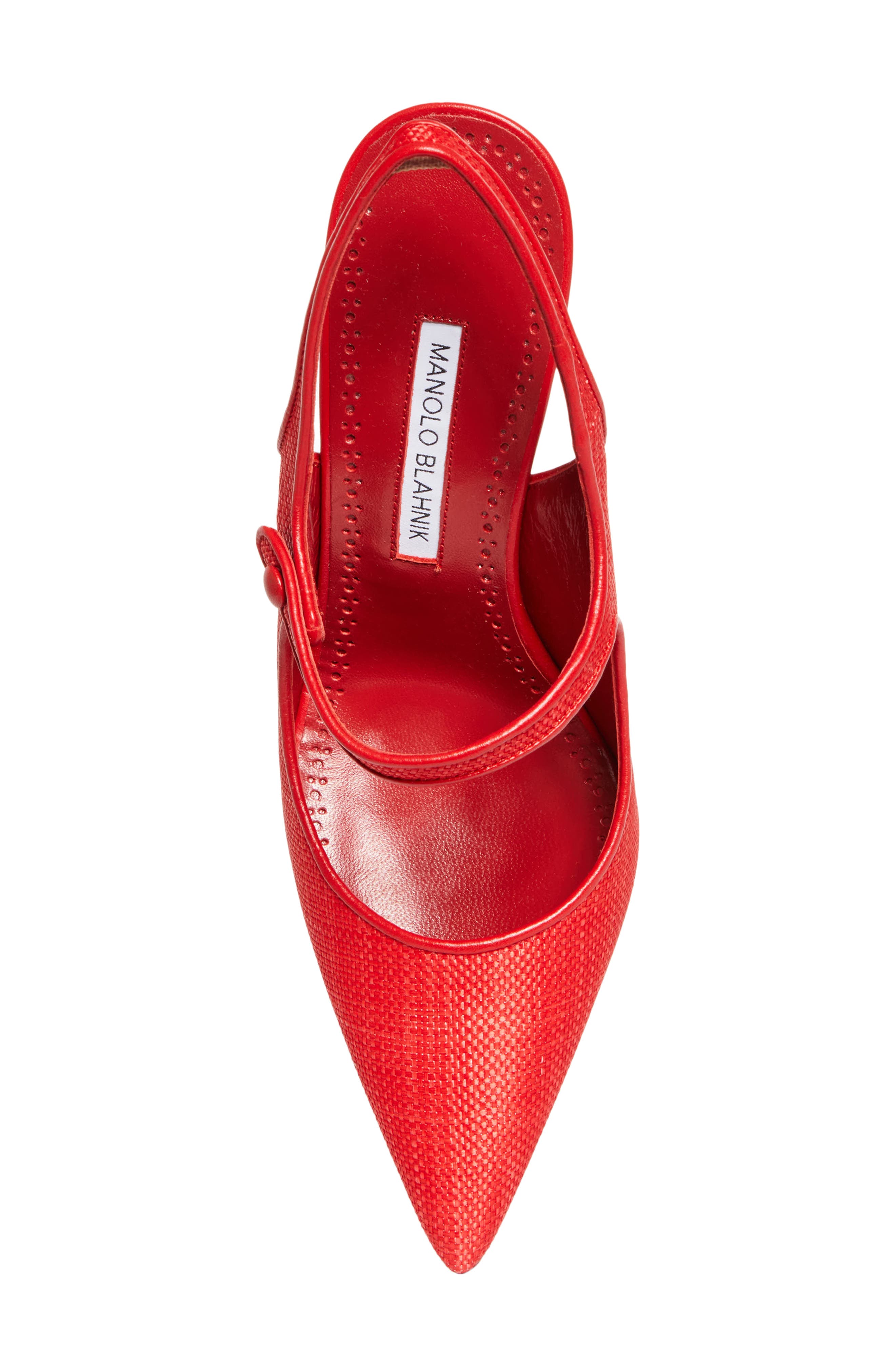 Manolo Blahnik Camparisli Pointed Toe Mary Jane Slingback Pump, Alternate, color, Bright Red/ Bright Red