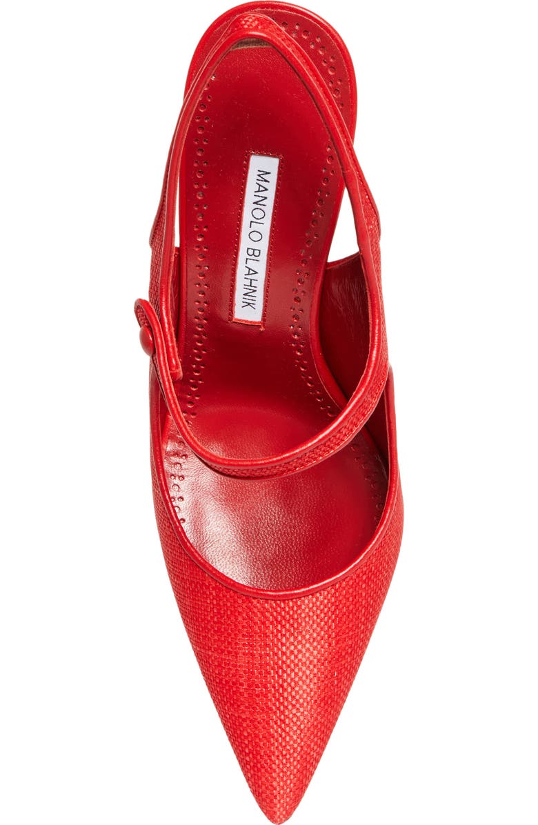 Manolo Blahnik Camparisli Pointed Toe Mary Jane Slingback Pump, Alternate, color, Bright Red/ Bright Red