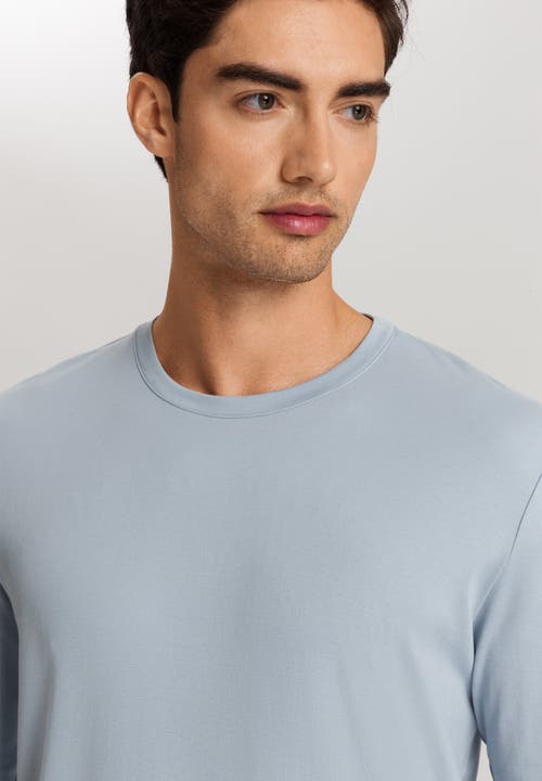 Hanro Night And Day Crew Neck Cotton Pajama Set In Night Blue Tiles