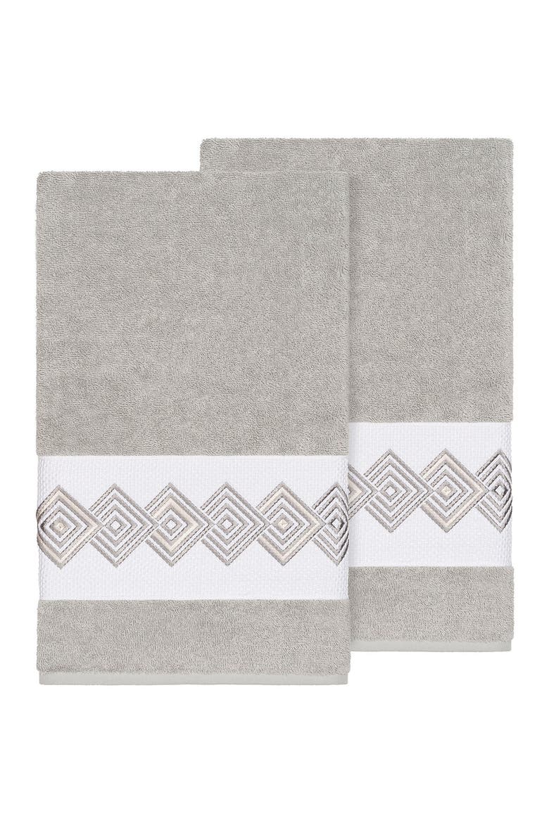 Noah Embellished Bath Towel - Set of 2 - Light Grey, Alternate, color, LIGHT GREY
