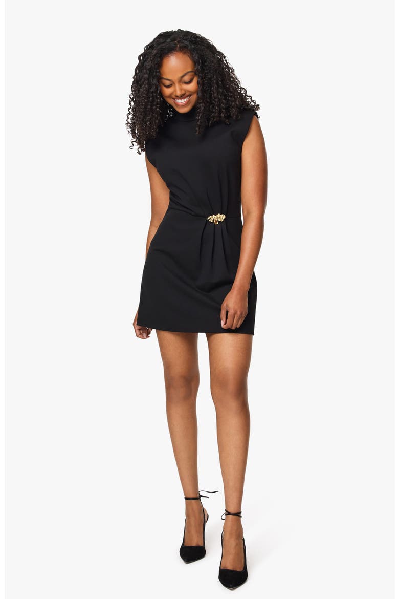 Mock Neck Sleeveless Dress with Hardware, Alternate, color, JET BLACK