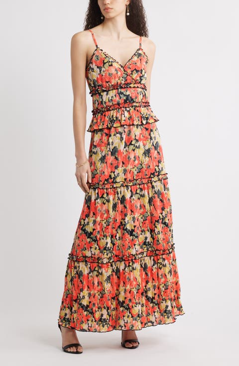 Ruffle Plissé Maxi Sundress