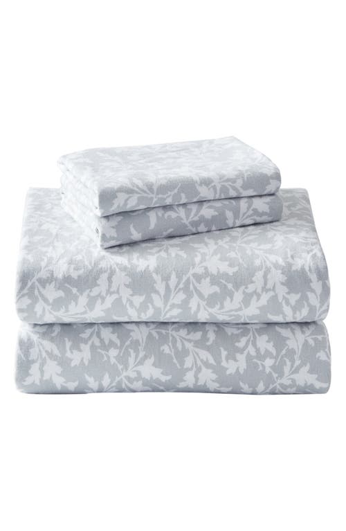 Laura Ashley Crestwood Cotton Flannel King Sheet Set In Grey