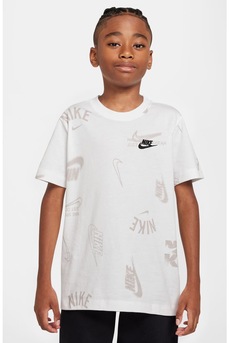 Kids' Sportswear Club Cotton Graphic T-Shirt, Main, color, WHITE