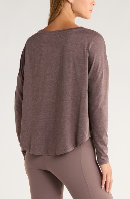 Zella Restore Soft Long Sleeve Relaxed T-shirt In Brown