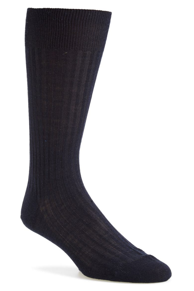 Merino Wool Blend Dress Socks, Main, color, NAVY