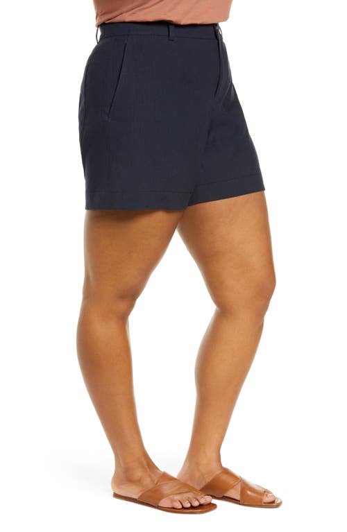 Vince Casual Linen Blend Shorts In Blue