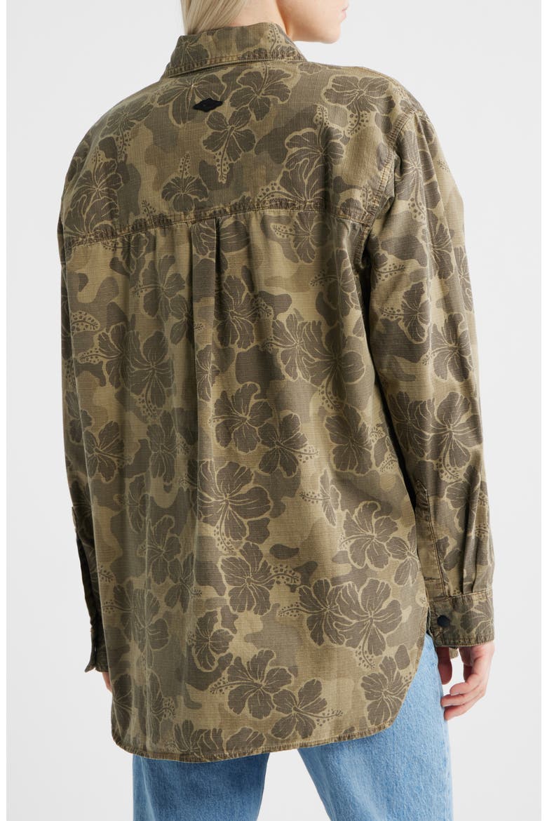 Paradise Camo Cotton Button-Up Shirt, Alternate, color, KHAKI