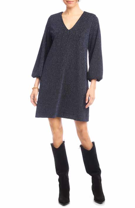 Metallic Long Sleeve Minidress
