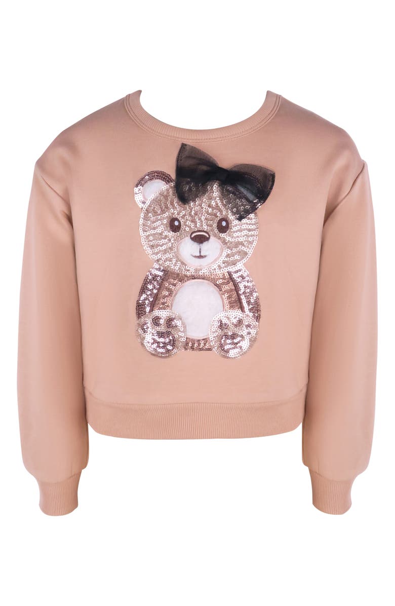 Zunie Kids' Sequin Bear Combo Tutu Dress, Alternate, color, Brown/ Black