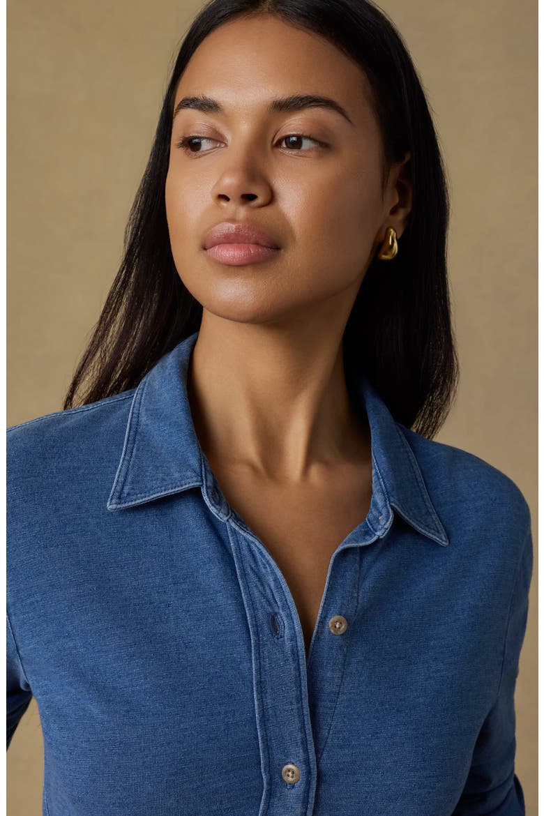 Sunwashed Knit Shirt, Alternate, color, MEDIUM INDIGO WASH